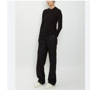 Loulou Studio Sweater Dapa Ribbed Cashmere Crewneck in Black